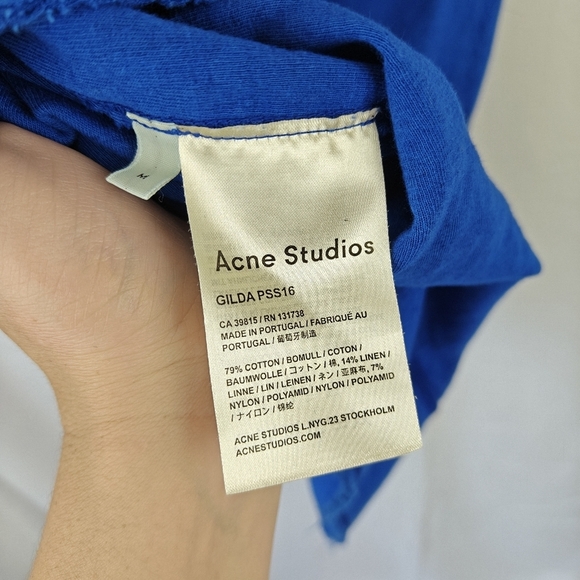 Acne Studios Gilda Sleeveless Mini Royal Blue Dress Linen Cotton Blend Size M - Picture 13 of 13